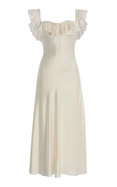 Mirror Palais Sonata Silk-charmeuse Lady-length Dress In Ivory