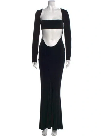 Pre-owned Mirror Palais Square Neckline Long Dress In Black