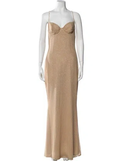 Pre-owned Mirror Palais Square Neckline Long Dress In Neutral