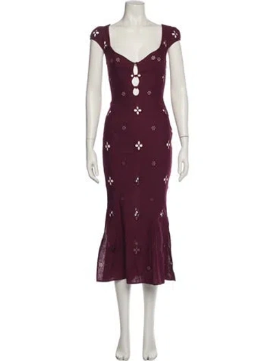 Pre-owned Mirror Palais Square Neckline Long Dress W/ Tags In Burgundy