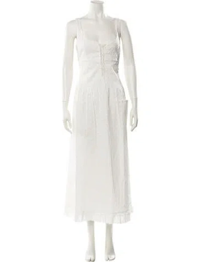 Pre-owned Mirror Palais Square Neckline Long Dress In White