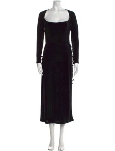 Pre-owned Mirror Palais Square Neckline Midi Length Dress In Black