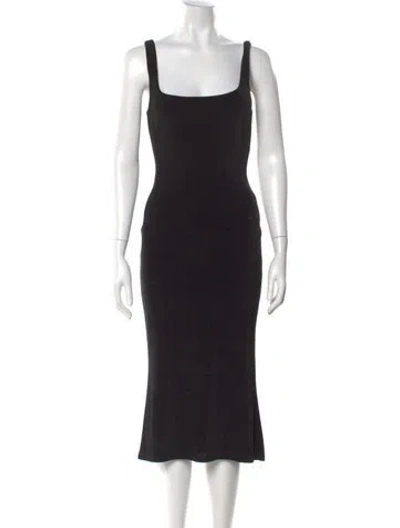 Pre-owned Mirror Palais Square Neckline Midi Length Dress In Black
