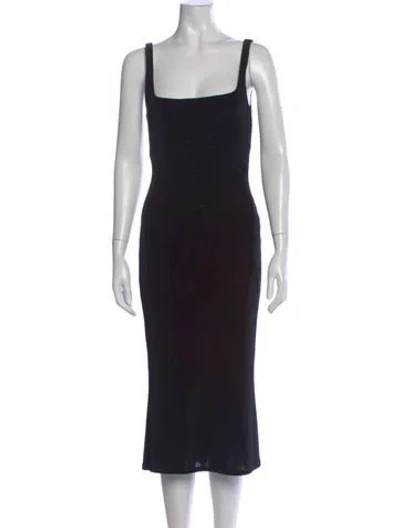 Pre-owned Mirror Palais Square Neckline Midi Length Dress In Black