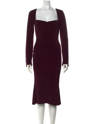 Pre-owned Mirror Palais Square Neckline Midi Length Dress In Burgundy