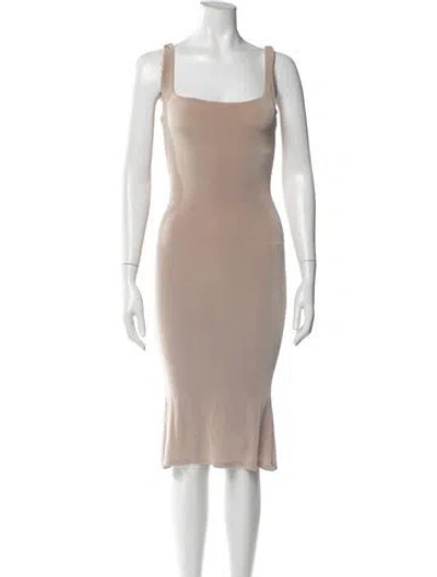 Pre-owned Mirror Palais Square Neckline Midi Length Dress In Neutral