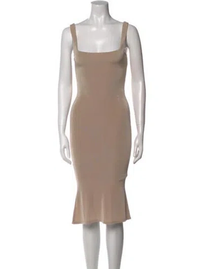 Pre-owned Mirror Palais Square Neckline Midi Length Dress In Neutral