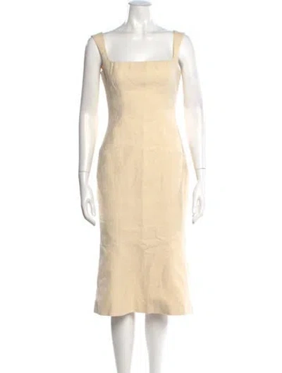 Pre-owned Mirror Palais Square Neckline Midi Length Dress In Neutral