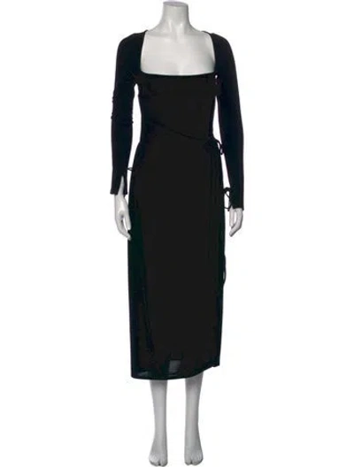 Pre-owned Mirror Palais Square Neckline Midi Length Dress W/ Tags In Black