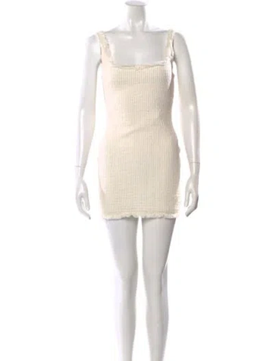 Pre-owned Mirror Palais Square Neckline Mini Dress In Neutral