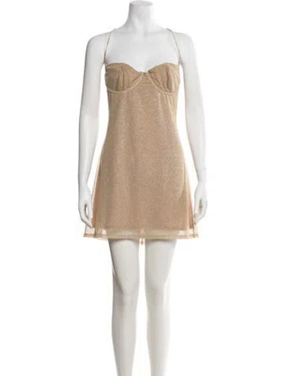 Pre-owned Mirror Palais Square Neckline Mini Dress In Neutral