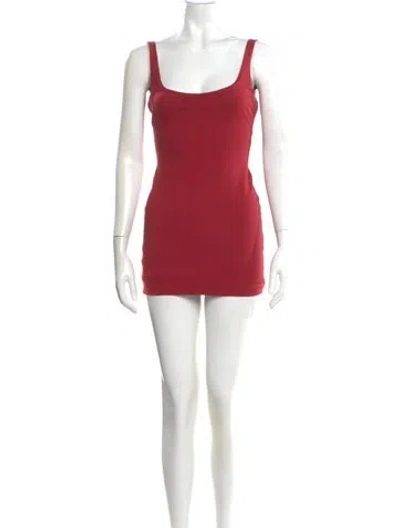 Pre-owned Mirror Palais Square Neckline Mini Dress In Red