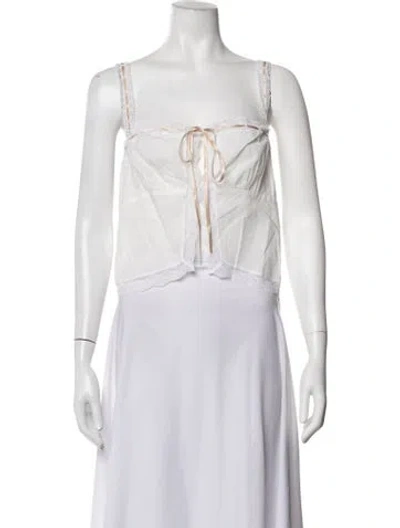 Pre-owned Mirror Palais Square Neckline Sleeveless Crop Top In White
