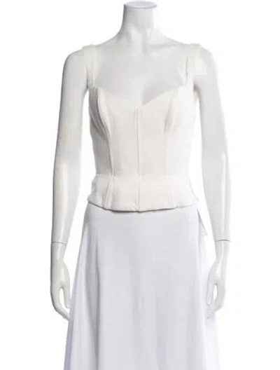 Pre-owned Mirror Palais Square Neckline Sleeveless Top In White