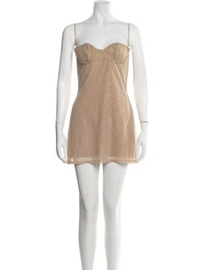 Pre-owned Mirror Palais Strapless Mini Dress In Neutral