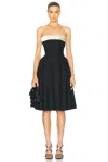 Mirror Palais Strapless Opera Lady Length Dress In Black & Pearl