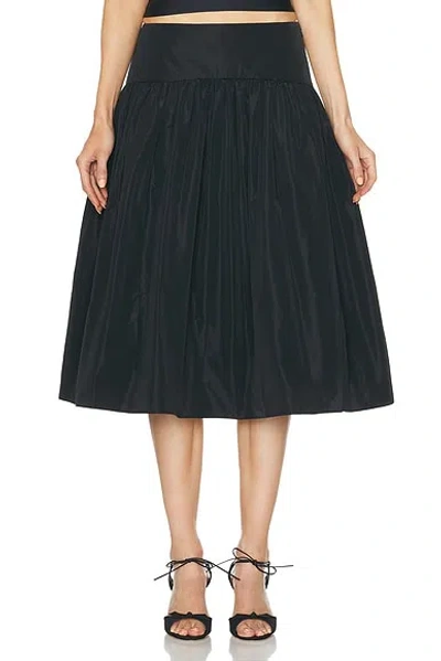 Mirror Palais Mid-rise Taffeta Knee-length Skirt In Black