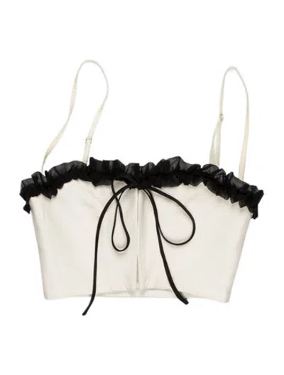 Pre-owned Mirror Palais Tie Neck Sleeveless Crop Top In White