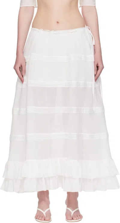 Mirror Palais White Mirage Bustle Midi Skirt