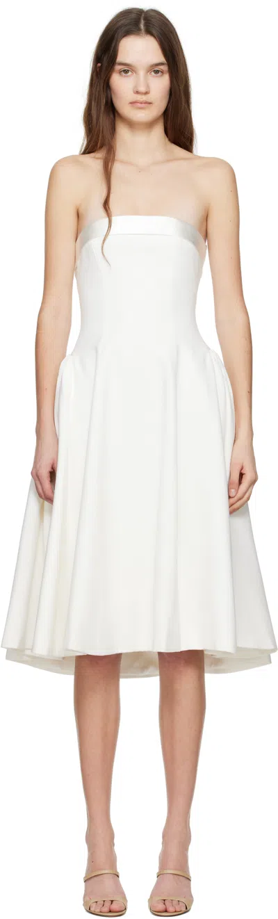 Mirror Palais White Strapless Opera Lady Midi Dress In Creme