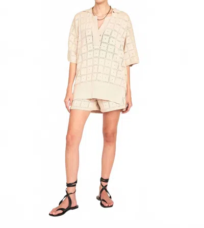 Mirth Adelaide Pointelle Knit Top In Shell In Pink