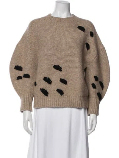Pre-owned Mirth Caftans Baby Alpaca Graphic Print Sweater In Neutral