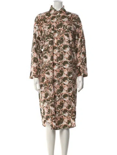 Pre-owned Mirth Caftans Floral Print Knee-length Dress In Multi