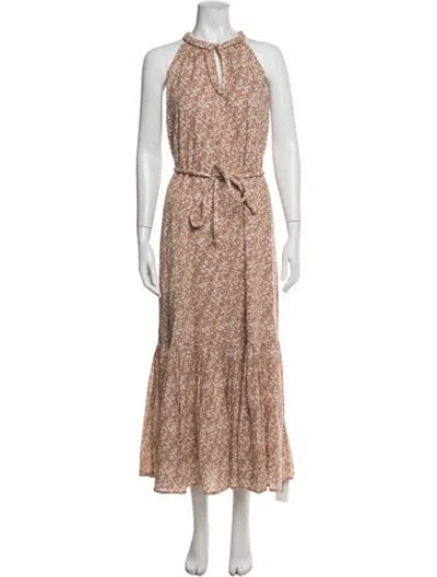 Pre-owned Mirth Caftans Floral Print Long Dress W/ Tags In Pink