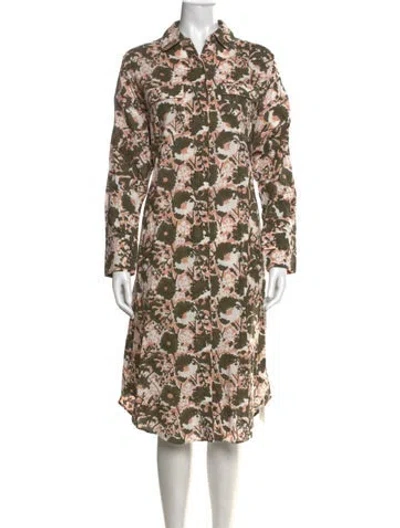 Pre-owned Mirth Caftans Floral Print Midi Length Dress In Multi
