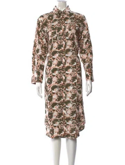 Pre-owned Mirth Caftans Floral Print Midi Length Dress In Multi