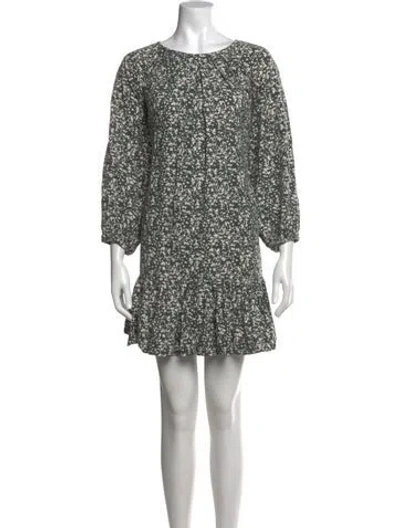 Pre-owned Mirth Caftans Floral Print Mini Dress In Green
