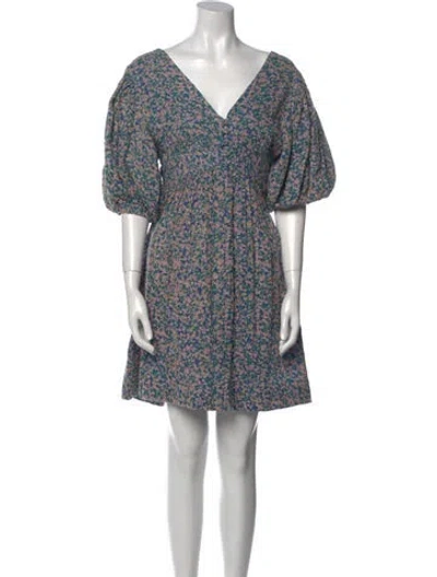 Pre-owned Mirth Caftans Floral Print Mini Dress W/ Tags In Multi