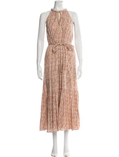 Pre-owned Mirth Caftans Paisley Print Long Dress In Neutral