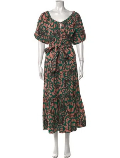 Pre-owned Mirth Caftans Patterned Long Dress In Multi