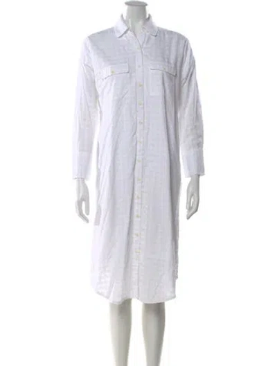 Pre-owned Mirth Caftans Patterned Long Dress In White