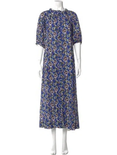 Pre-owned Mirth Caftans Printed Long Dress In Multi