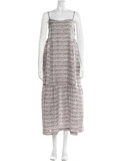 Pre-owned Mirth Caftans Printed Long Dress In Multi