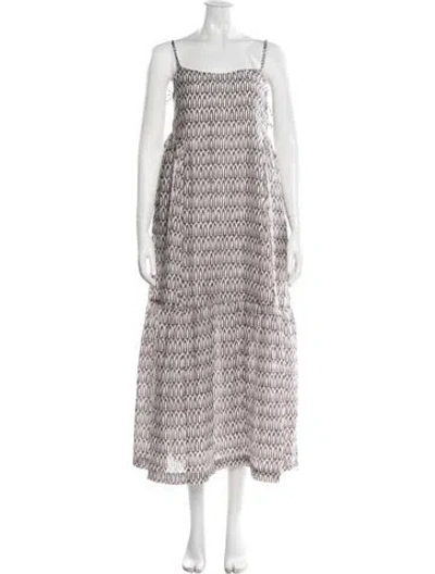 Pre-owned Mirth Caftans Printed Long Dress In Multi