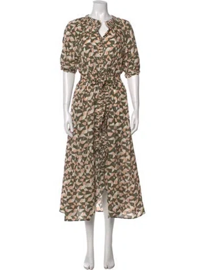 Pre-owned Mirth Caftans Printed Long Dress In Neutral