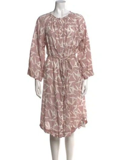 Pre-owned Mirth Caftans Printed Midi Length Dress In Pink