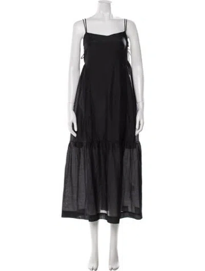 Pre-owned Mirth Caftans Square Neckline Long Dress W/ Tags In Black