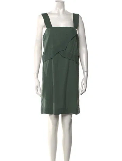 Pre-owned Mirth Caftans Square Neckline Mini Dress W/ Tags In Green