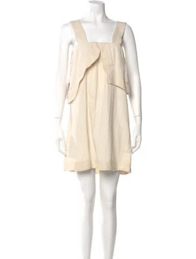 Pre-owned Mirth Caftans Square Neckline Mini Dress W/ Tags In Neutral