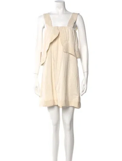 Pre-owned Mirth Caftans Square Neckline Mini Dress W/ Tags In Neutral