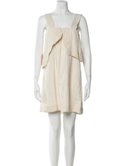 Pre-owned Mirth Caftans Square Neckline Mini Dress W/ Tags In Neutral