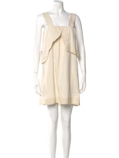 Pre-owned Mirth Caftans Square Neckline Mini Dress W/ Tags In Neutral