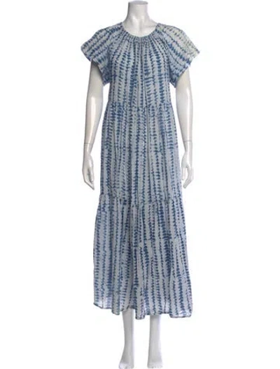 Pre-owned Mirth Caftans Striped Long Dress In Blue
