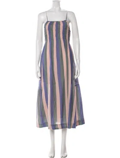 Pre-owned Mirth Caftans Striped Long Dress In Multi