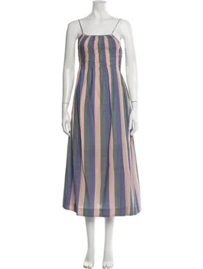 Pre-owned Mirth Caftans Striped Midi Length Dress In Pink