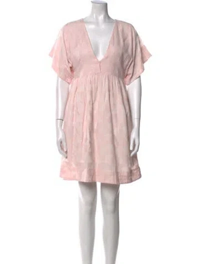 Pre-owned Mirth Caftans V-neck Mini Dress In Pink